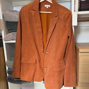 Pink Lily Rust Corduroy Blazer